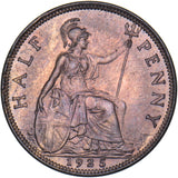 1925 Halfpenny (Modified Effigy) - George V British Bronze Coin - Very Nice