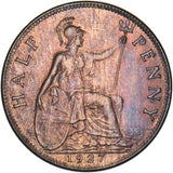 1927 Halfpenny - George V British Bronze Coin - Very Nice