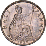 1927 Halfpenny - George V British Bronze Coin - Superb
