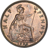 1933 Halfpenny - George V British Bronze Coin - Superb