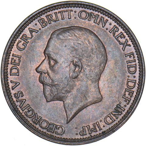 1934 Halfpenny - George V British Bronze Coin - Very Nice