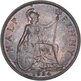 1934 Halfpenny - George V British Bronze Coin - Very Nice