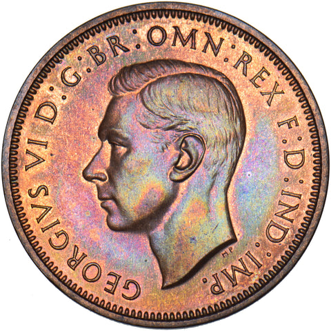 1937 Proof Halfpenny - George VI British Bronze Coin - Superb