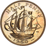 1950 Proof Halfpenny - George VI British Bronze Coin - Superb