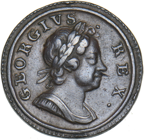 1717 Farthing - George I British Copper Coin - Very Nice