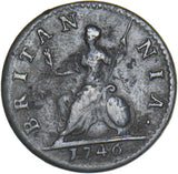 1746 Farthing - George II British Copper Coin