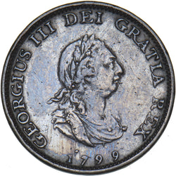 1799 Farthing - George III British Copper Coin - Nice