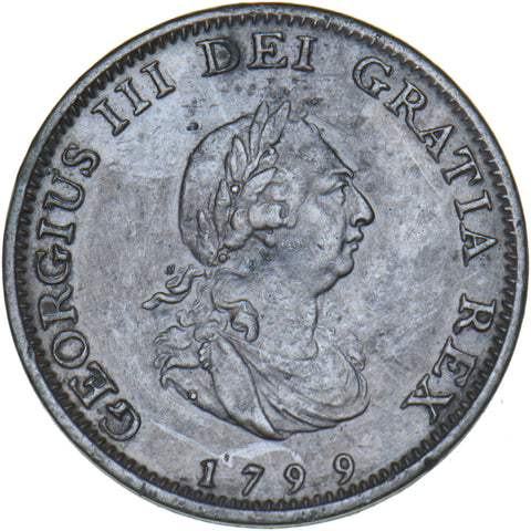 1799 Farthing - George III British Copper Coin - Nice