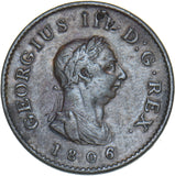 1806 Farthing - George III British Copper Coin