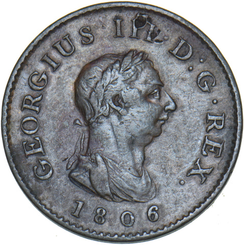 1806 Farthing - George III British Copper Coin