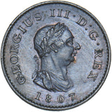 1807 Farthing - George III British Copper Coin - Very Nice