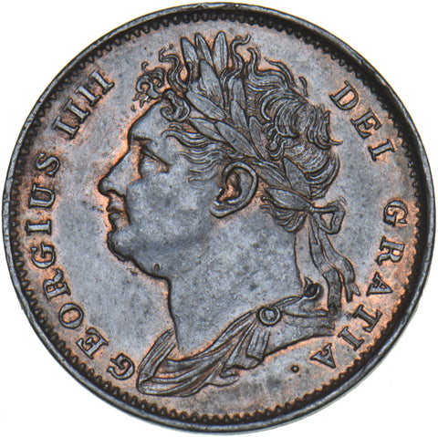 1821 Farthing - George IV British Copper Coin - Very Nice