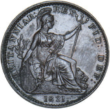 1821 Farthing - George IV British Copper Coin - Very Nice
