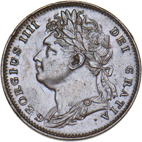 1823 Farthing - George IV British Copper Coin - Very Nice