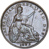 1823 Farthing - George IV British Copper Coin - Very Nice