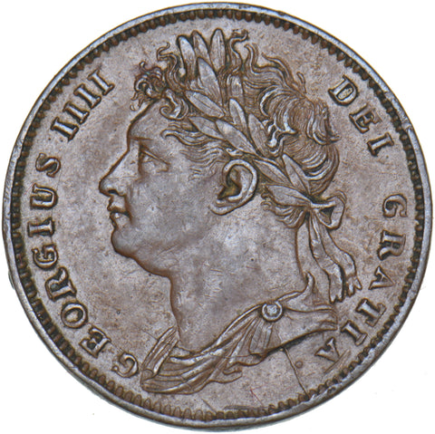 1825 Farthing - George IV British Copper Coin - Very Nice
