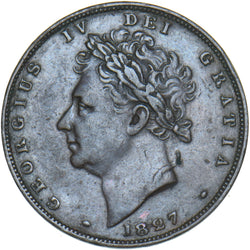 1827 Farthing - George IV British Copper Coin - Nice