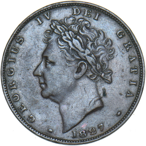 1827 Farthing - George IV British Copper Coin - Nice