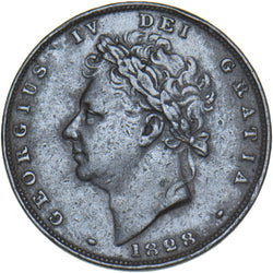 1828 Farthing - George IV British Copper Coin - Nice