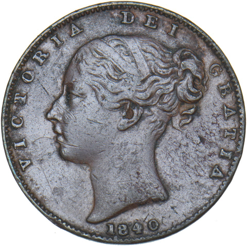 1840 Farthing - Victoria British Copper Coin - Nice