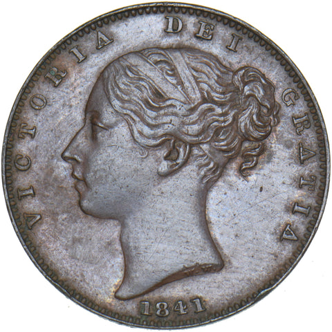 1841 Farthing - Victoria British Copper Coin - Very Nice