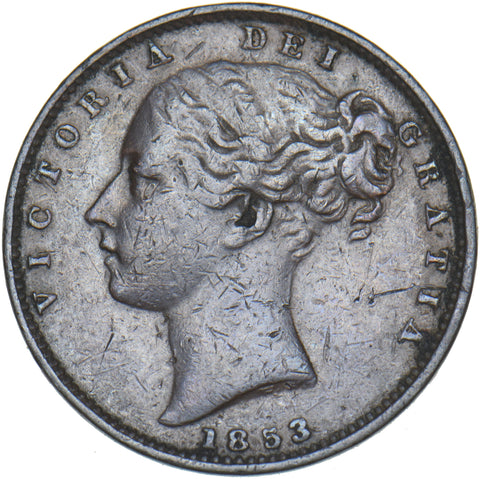 1853 Farthing - Victoria British Copper Coin - Nice