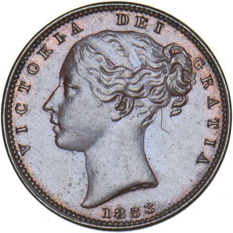 1853 Farthing - Victoria British Copper Coin - Very Nice