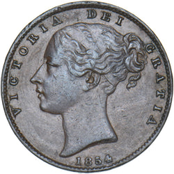 1854 Farthing - Victoria British Copper Coin - Nice