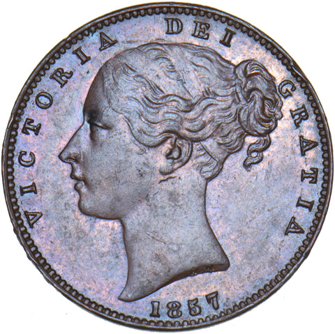 1857 Farthing - Victoria British Copper Coin - Very Nice