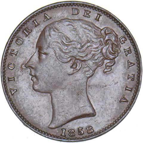 1858 Farthing - Victoria British Copper Coin - Nice