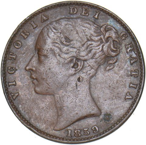 1859 Farthing - Victoria British Copper Coin