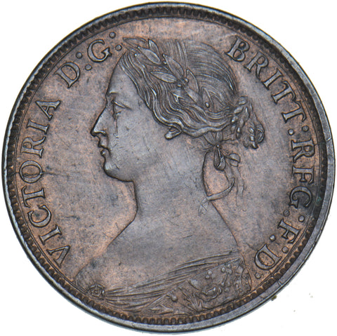 1860 Farthing - Victoria British Bronze Coin - Very Nice