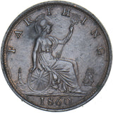 1860 Farthing - Victoria British Bronze Coin - Very Nice