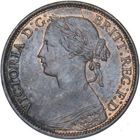 1860 Farthing - Victoria British Bronze Coin - Very Nice