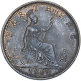 1860 Farthing - Victoria British Bronze Coin - Very Nice