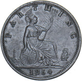 1864 Farthing - Victoria British Bronze Coin - Very Nice