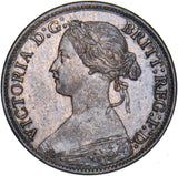 1865 Farthing (5 Over 2) - Victoria British Bronze Coin - Very Nice