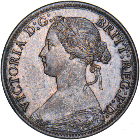 1865 Farthing (5 Over 2) - Victoria British Bronze Coin - Very Nice