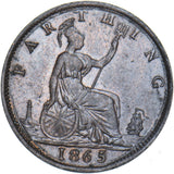 1865 Farthing (5 Over 2) - Victoria British Bronze Coin - Very Nice