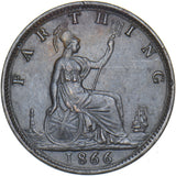 1866 Farthing - Victoria British Bronze Coin - Very Nice