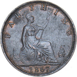 1867 Farthing - Victoria British Bronze Coin - Very Nice