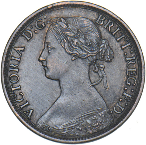 1869 Farthing - Victoria British Bronze Coin - Very Nice