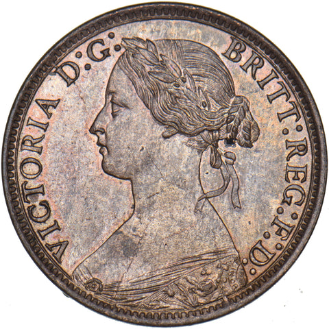 1873 Farthing - Victoria British Bronze Coin - Superb