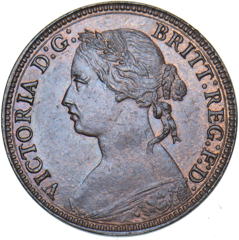 1874 H Farthing - Victoria British Bronze Coin - Very Nice