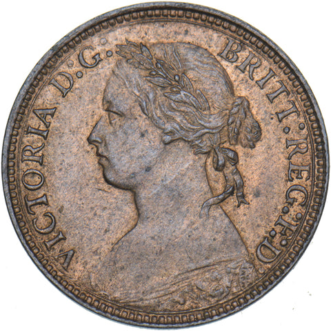 1875 H Farthing - Victoria British Bronze Coin - Very Nice