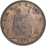 1875 H Farthing - Victoria British Bronze Coin - Very Nice