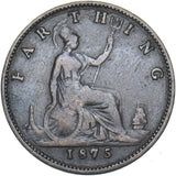 1875 Farthing (No H, Small Date) - Victoria British Bronze Coin