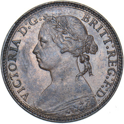 1876 H Farthing - Victoria British Bronze Coin - Very Nice