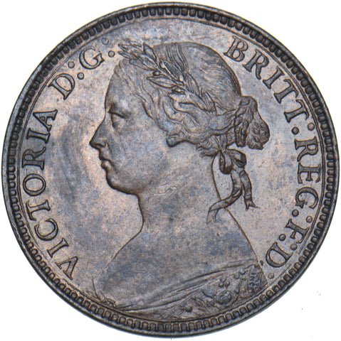 1876 H Farthing - Victoria British Bronze Coin - Very Nice