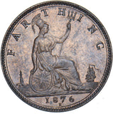 1876 H Farthing - Victoria British Bronze Coin - Very Nice